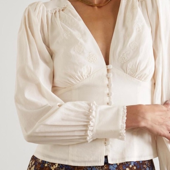 REFORMATION Lawrence Organic Cotton Blouse size 8 - Picture 7 of 14